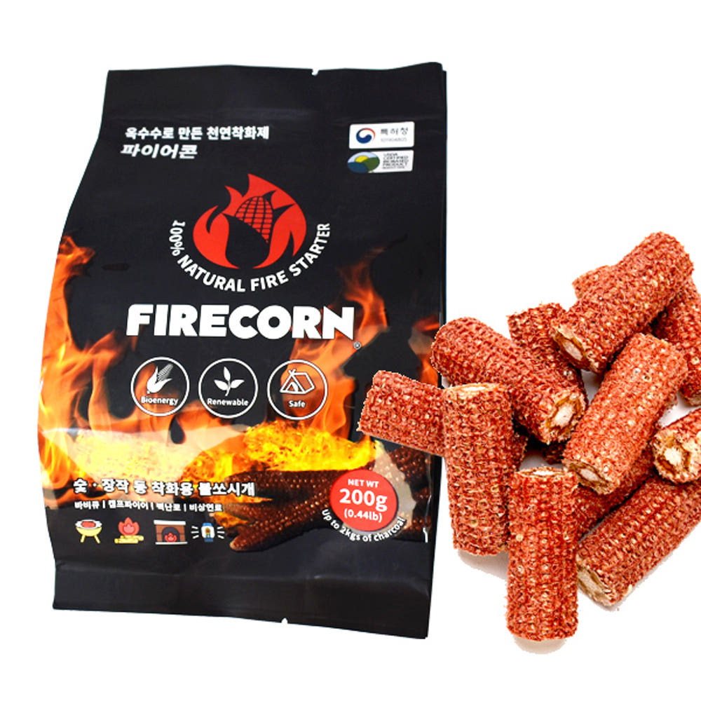 웰콘 파이어콘 FIRECORN 200g 천연 옥수수 착화제 불쏘시개 장작 숯 점화제