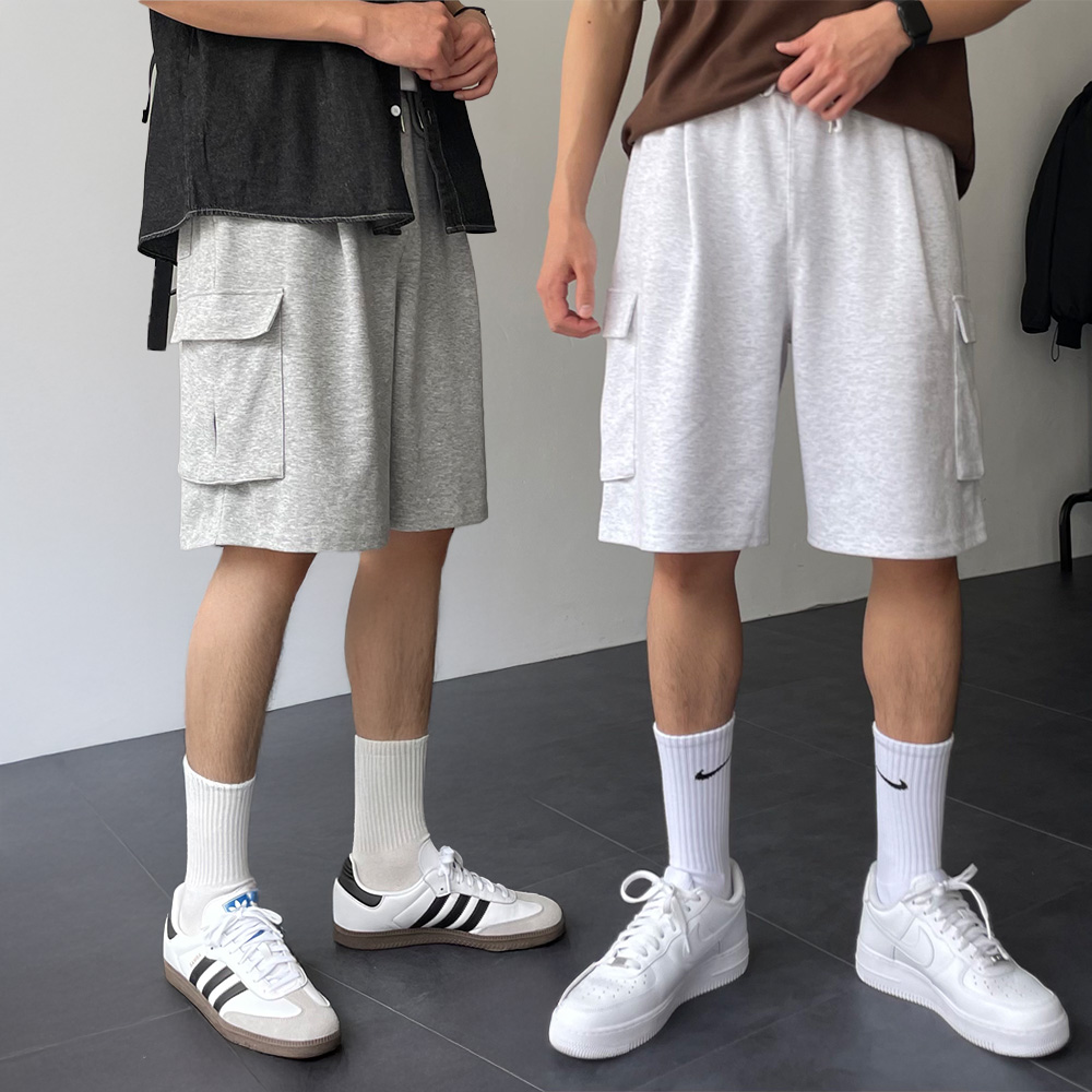 1+1 카고반바지 남자버뮤다팬츠 회색반바지 벌룬팬츠 - 상품 이미지