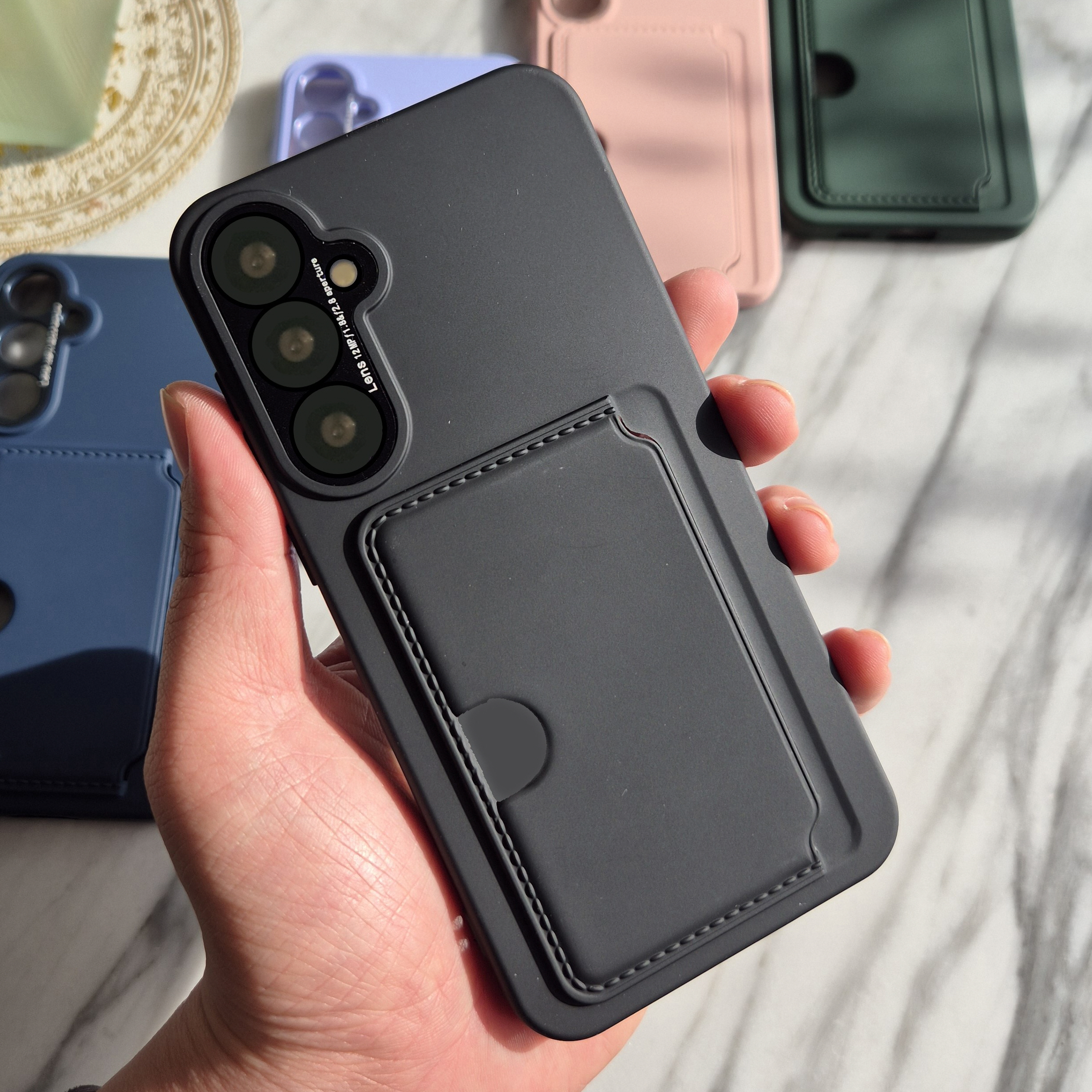 카드 케이스 범퍼 하드 지갑 수납 2장 슬림 풀커버 카메라보호 블랙, 갤럭시S24 플러스