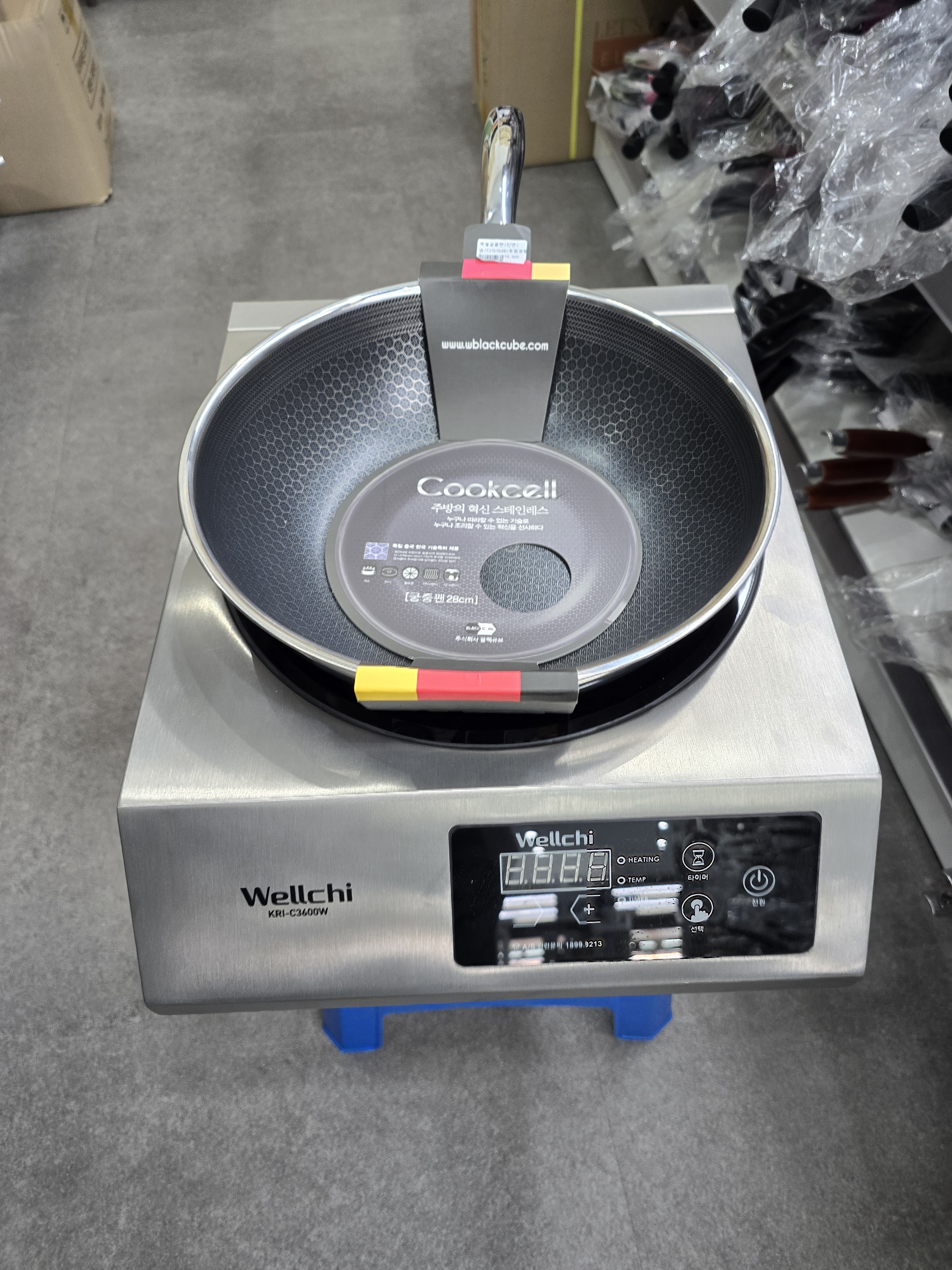 업소용인덕션 웍 1구 오목형 이동식 웰치 고화력 궁중 볶음 주방 KRI-C3600W+쿡셀팬