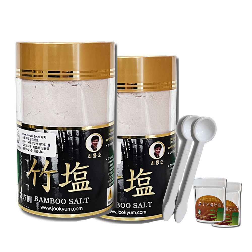 경방원죽염 9회 자죽염 분말 가루250g 2개+스푼2+빈통 2개/용용소금 9번 구운 구죽염 - 상품 이미지