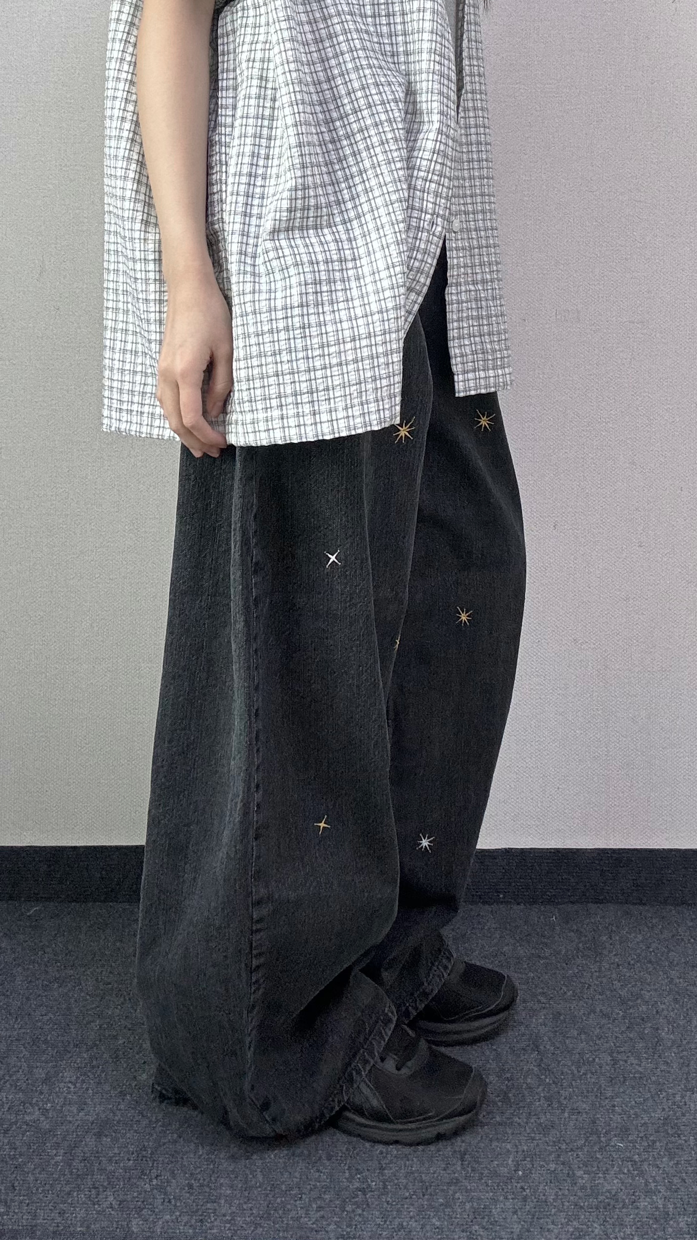 프린 와이드 흑청 데님 팬츠 [3Size] - 상세 이미지 4