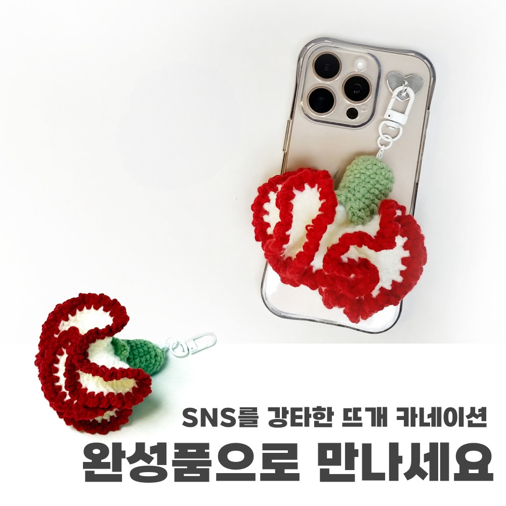 [상상한스푼 뜨개 카네이션 키링] 완성품 핸드메이드 손뜨개 뜨개질 카네이션 키링 : 엄마는요술쟁이4
