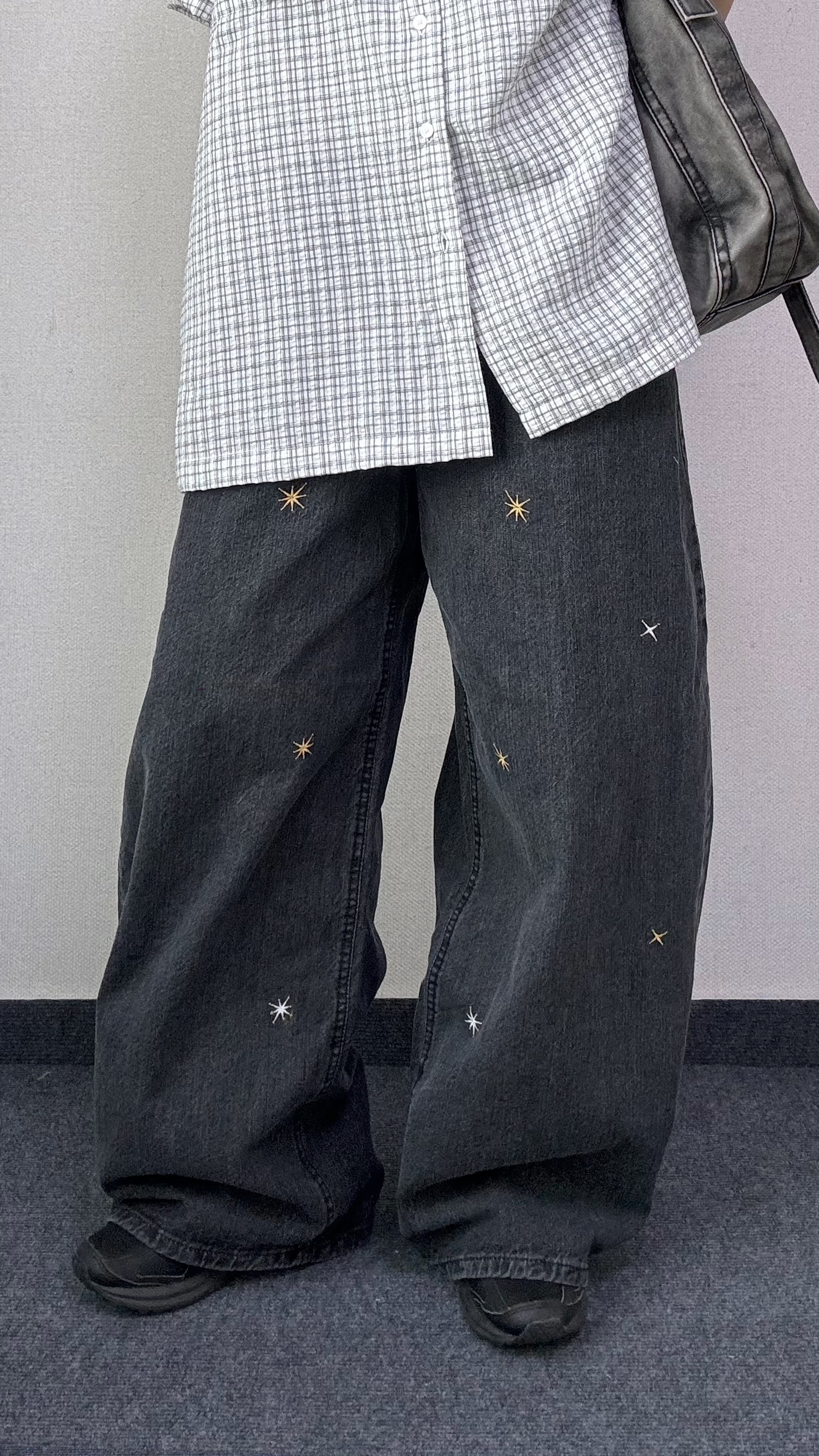 프린 와이드 흑청 데님 팬츠 [3Size] - 상세 이미지 3