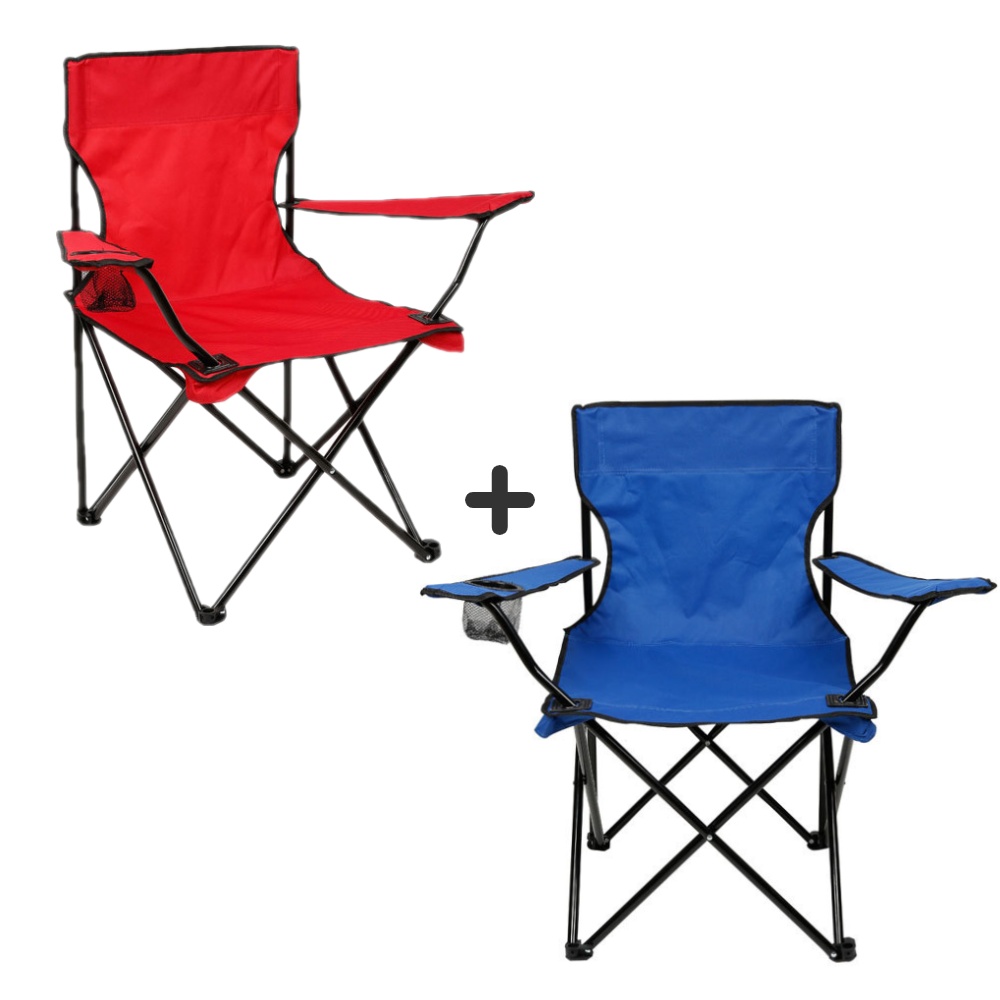 [팔걸이 캠핑의자] 접이식 야외용 컵홀더 포함 레드1개+블루1개 - 상품 이미지