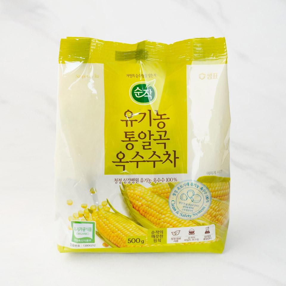 메가마트 샘표 순수 유기농 통알곡 옥수수차 500g - 메인 이미지
