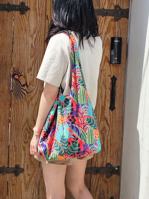 호보백 에코백 패브릭 천가방 가벼운 보부상 여행용 플라워 레드리프