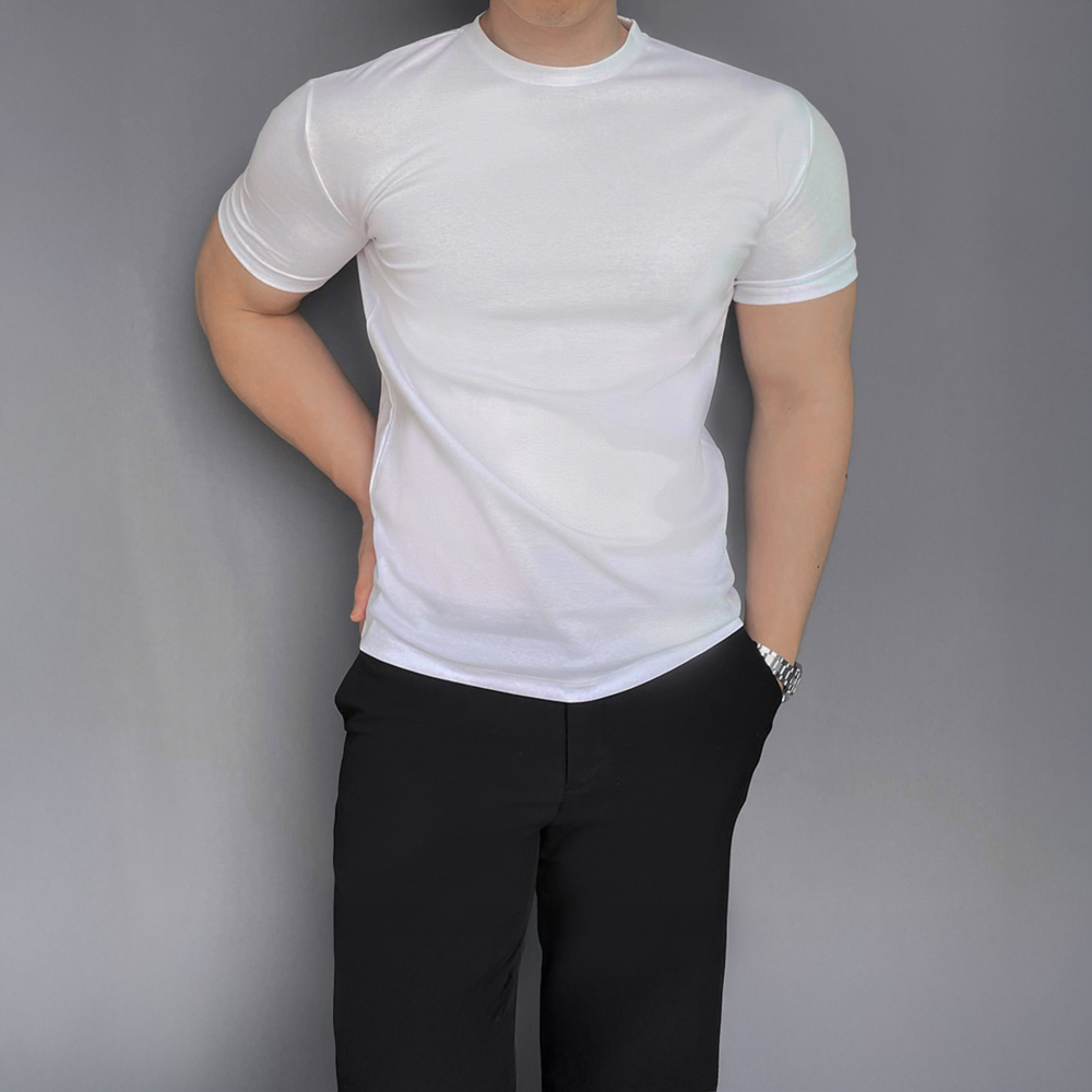 머슬핏반팔 두꺼운반팔티 어깨넓어보이는반팔 - 상품 이미지
