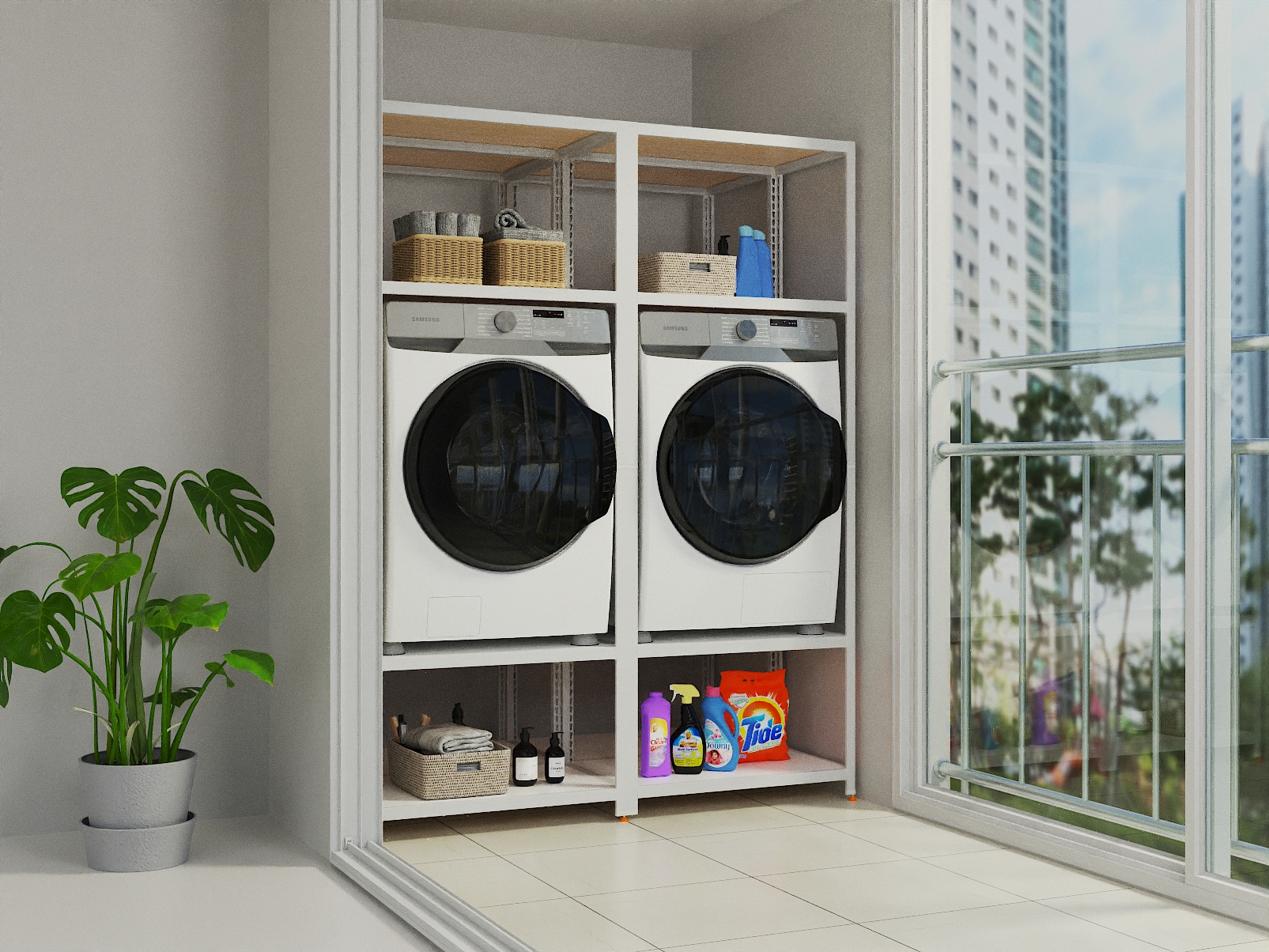 데키리 조립식 앵글선반 베란다 다용도 선반 앵글 스탠드 수납 2단 300300500