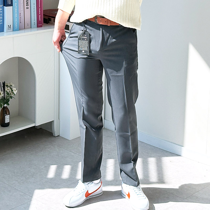 남자 슬랙스 여름 봄 가을 9부 10부 남성 정장바지 스판 밴딩 일자 팬츠 빅사이즈 바지 제품 이미지
