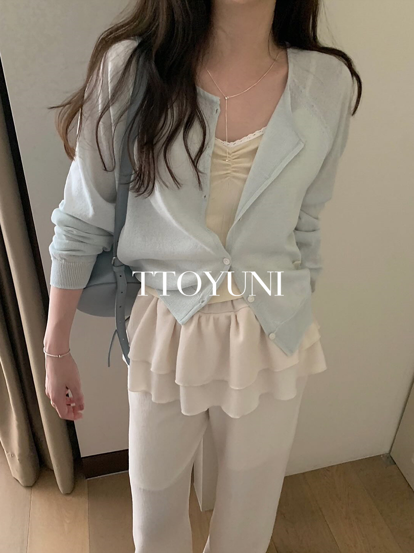 프리티영띵 PYT 루즈 린넨 가디건 라운드넥 나그랑 자개뱃지 긴팔 여름 떠유니 상세 이미지 7