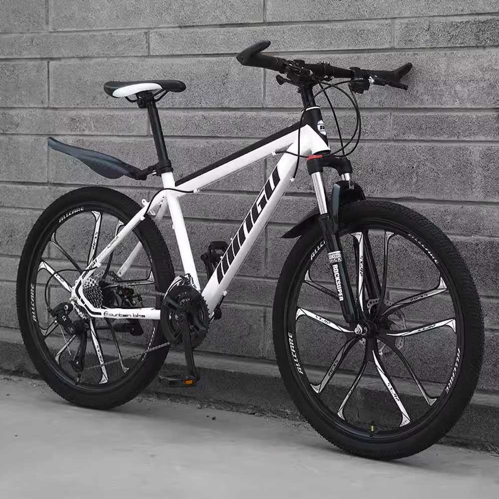 J2K 남성용 산악 자전거 출퇴근 입문용 MTB 자전거 24인치 21단 스포크휠 흰 검 - 상품 이미지
