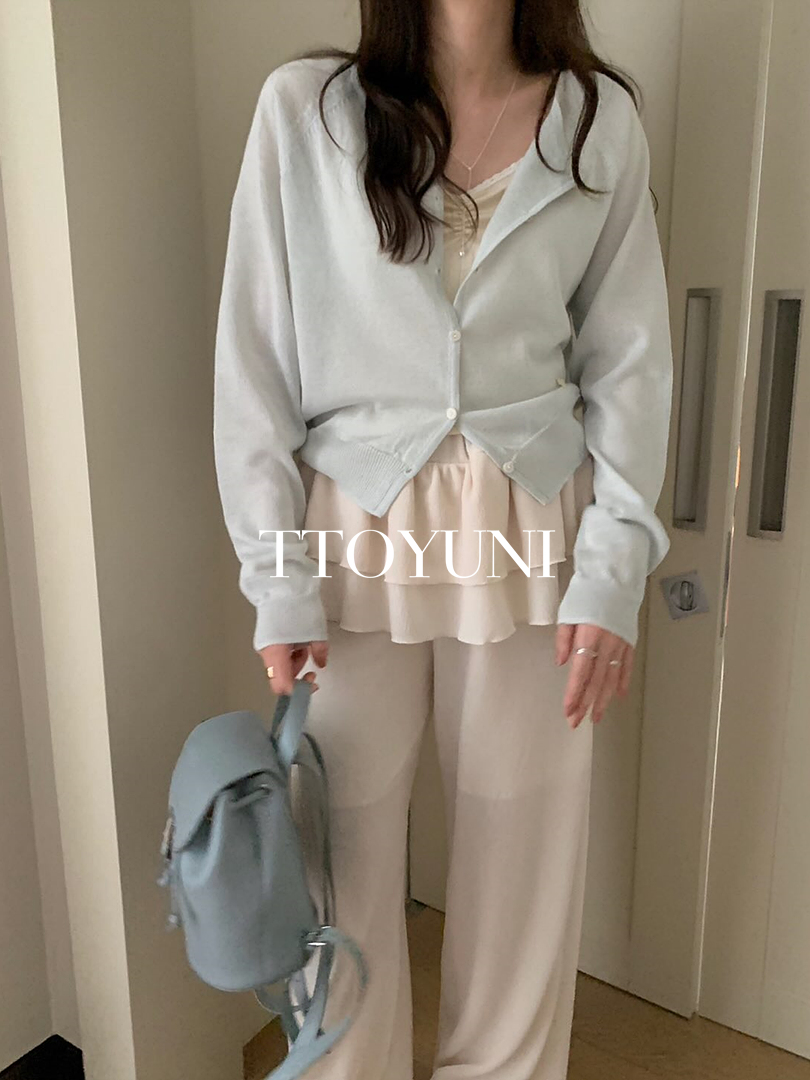 프리티영띵 PYT 루즈 린넨 가디건 라운드넥 나그랑 자개뱃지 긴팔 여름 떠유니 상세 이미지 6