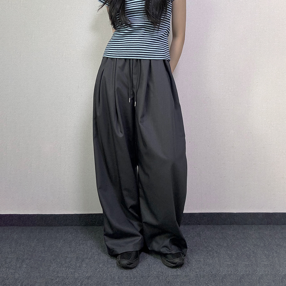 컴포 텐셀 핀턱 밴딩 슬랙스 [3Color] - 상품 이미지