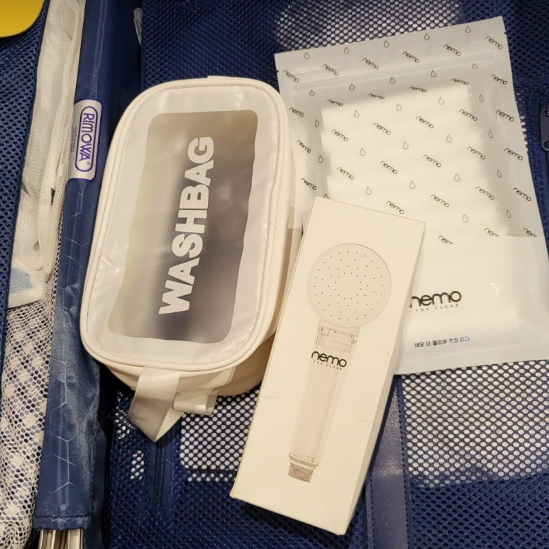 [국산] 여행용 샤워기 필터 1+3개 미니 해외여행 필터샤워기 네모워터 이미지 6