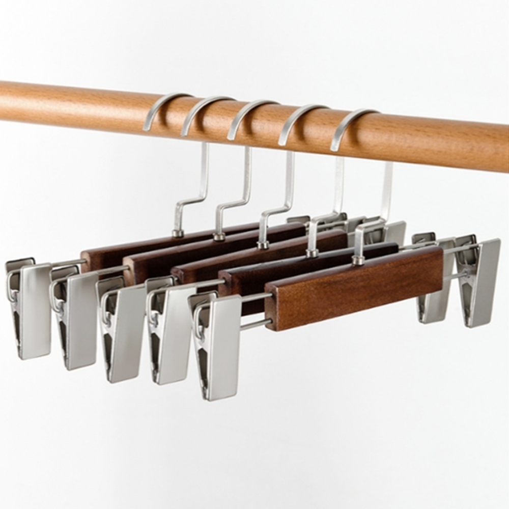 원목 바지옷걸이 논슬립 집게걸이 바지 치마정리 5p세트