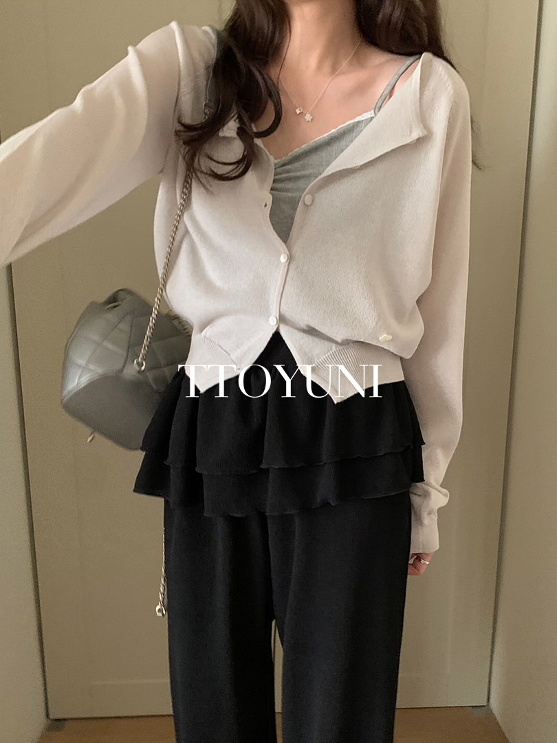 프리티영띵 PYT 루즈 린넨 가디건 라운드넥 나그랑 자개뱃지 긴팔 여름 떠유니 상세 이미지 4
