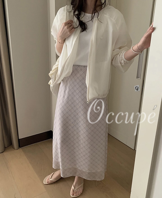 [당일발송]pyt 프리티영띵 체크 쉬폰 스커트 (2col) 프영띵 밴딩 롱스커트 상세 이미지 6