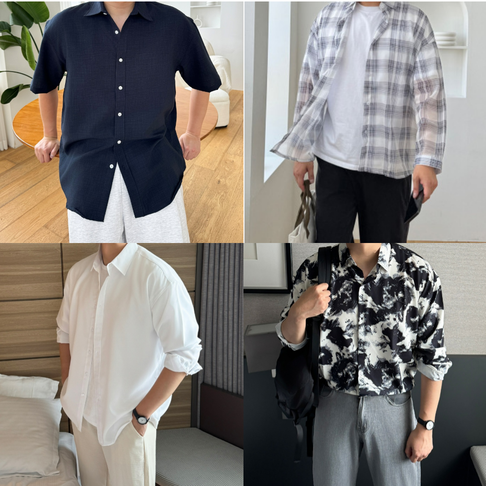 남자린넨셔츠 흰셔츠 하와이안셔츠 - 상품 이미지