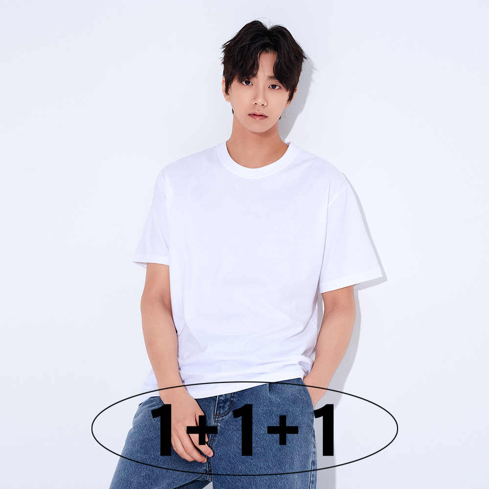 1+1+1 흰색면티 이너 빅사이즈 무지 목안늘어나는 반팔티 비침없는 안비치는 제품 이미지