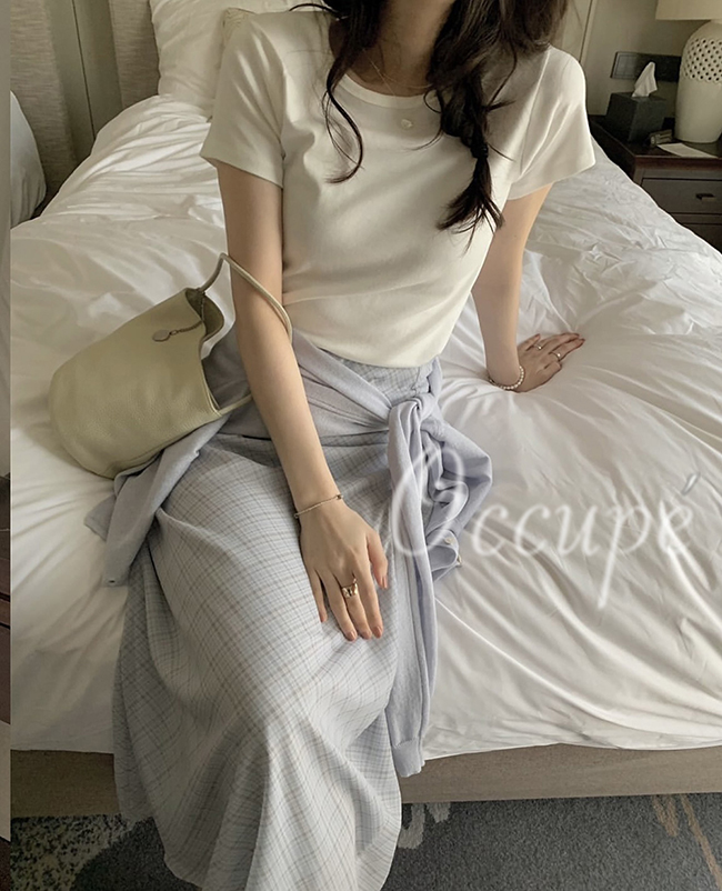 [당일발송]pyt 프리티영띵 체크 쉬폰 스커트 (2col) 프영띵 밴딩 롱스커트 상세 이미지 4
