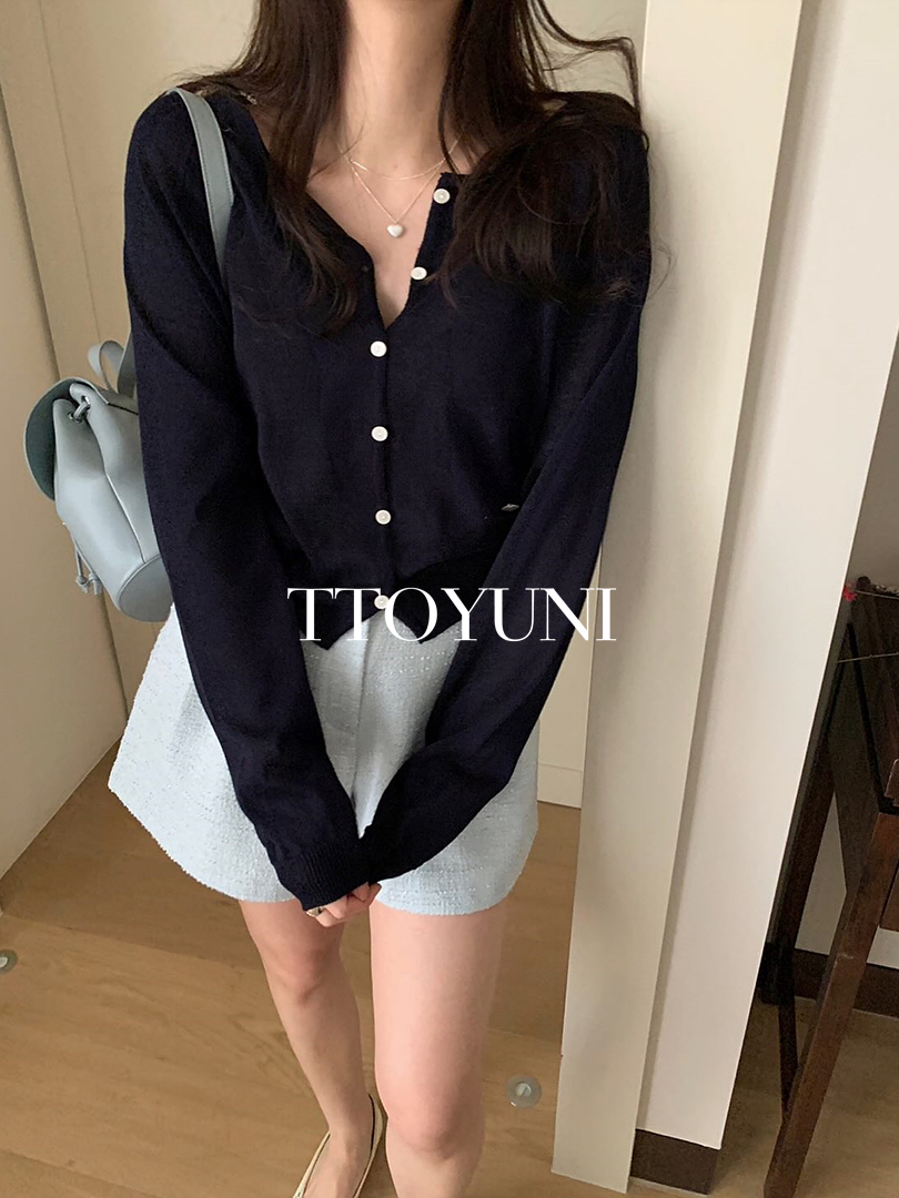 프리티영띵 PYT 루즈 린넨 가디건 라운드넥 나그랑 자개뱃지 긴팔 여름 떠유니 상세 이미지 14