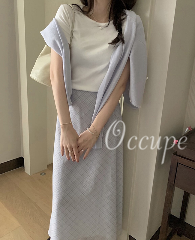 [당일발송]pyt 프리티영띵 체크 쉬폰 스커트 (2col) 프영띵 밴딩 롱스커트 상세 이미지 3