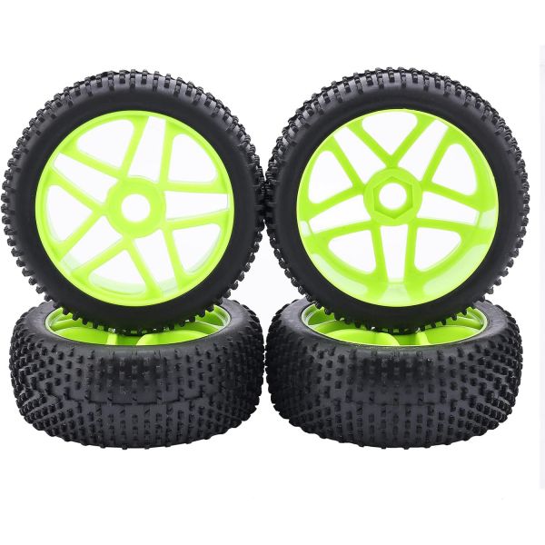 HSP 교쇼 레드캣 타미야 부기용 그린 4pcs RC 18 오프로드 고무 타이어 및 플라스틱 휠 림 17mm 육각 Green : 신트렉스