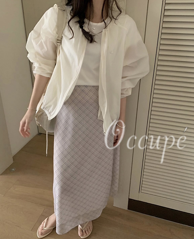 [당일발송]pyt 프리티영띵 체크 쉬폰 스커트 (2col) 프영띵 밴딩 롱스커트 상세 이미지 5