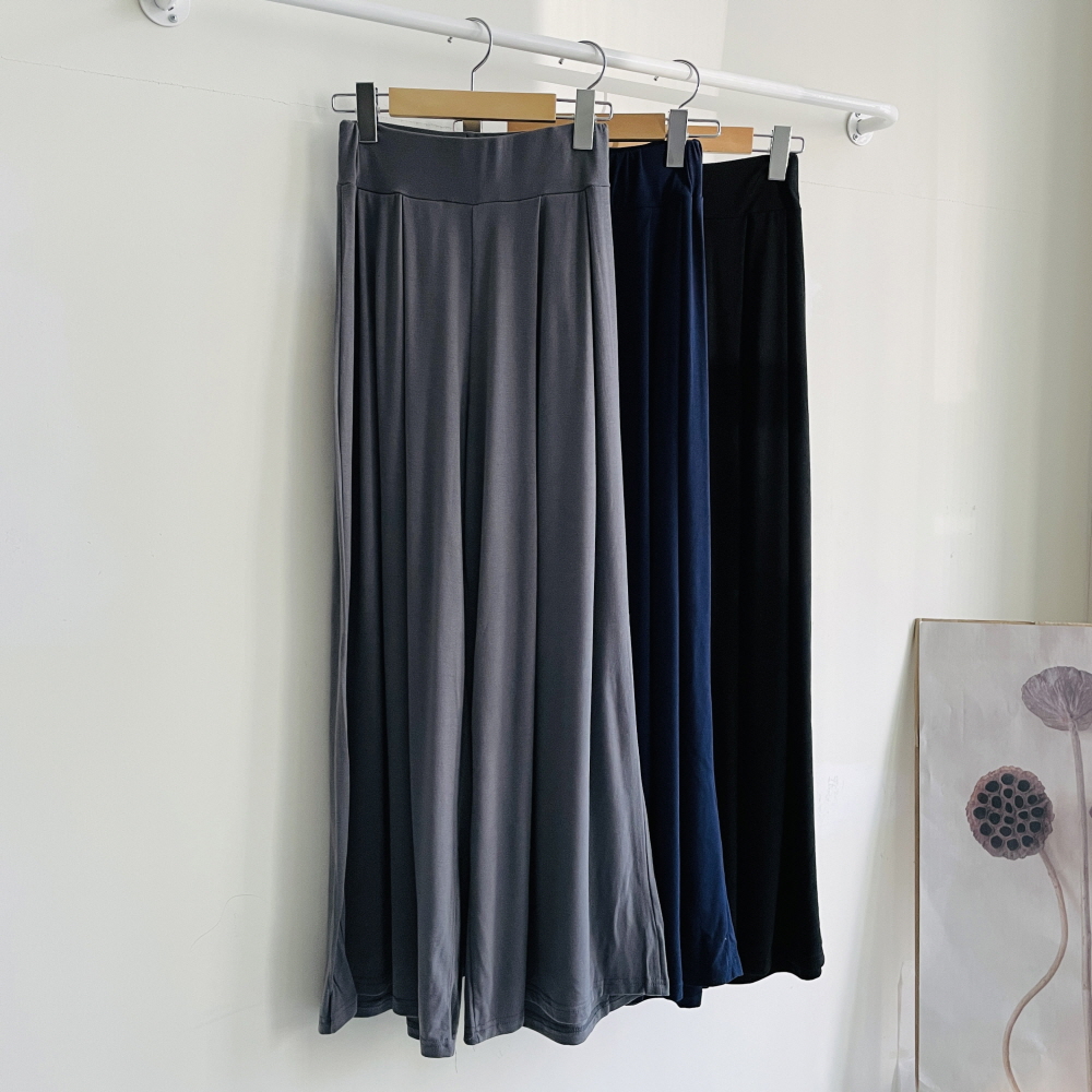 핀턱와이드팬츠 찰랑 빅사이즈 여름통바지 몸빼바지 여성치마바지