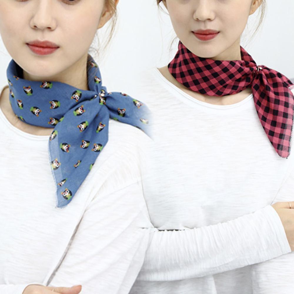 순면 스카프 사각 쁘띠 국산 남자 여자 목스카프 선물용 - 상세 이미지 3