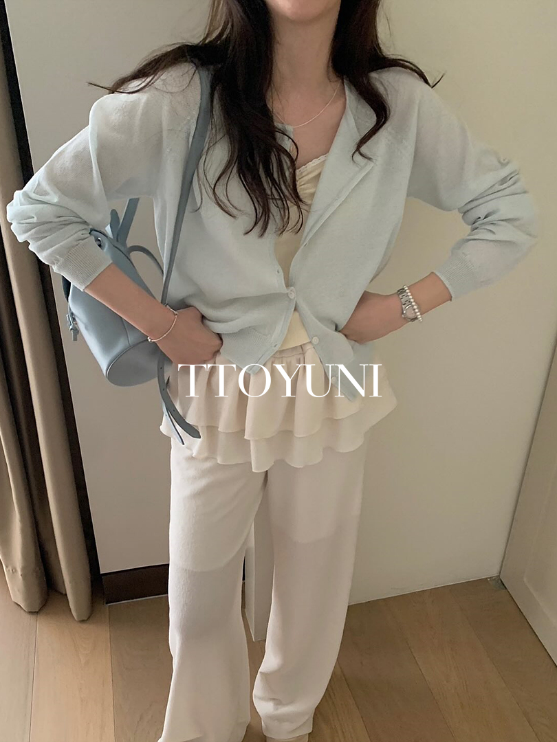 프리티영띵 PYT 루즈 린넨 가디건 라운드넥 나그랑 자개뱃지 긴팔 여름 떠유니 상세 이미지 8