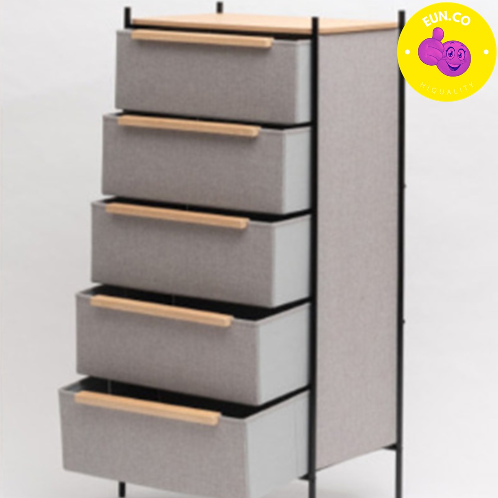 5단 우드수납장 패브릭바구니 서랍장 신발장 드레스룸 거실장