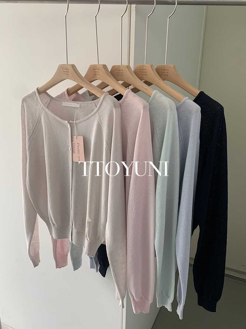 프리티영띵 PYT 루즈 린넨 가디건 라운드넥 나그랑 자개뱃지 긴팔 여름 떠유니 상세 이미지 2