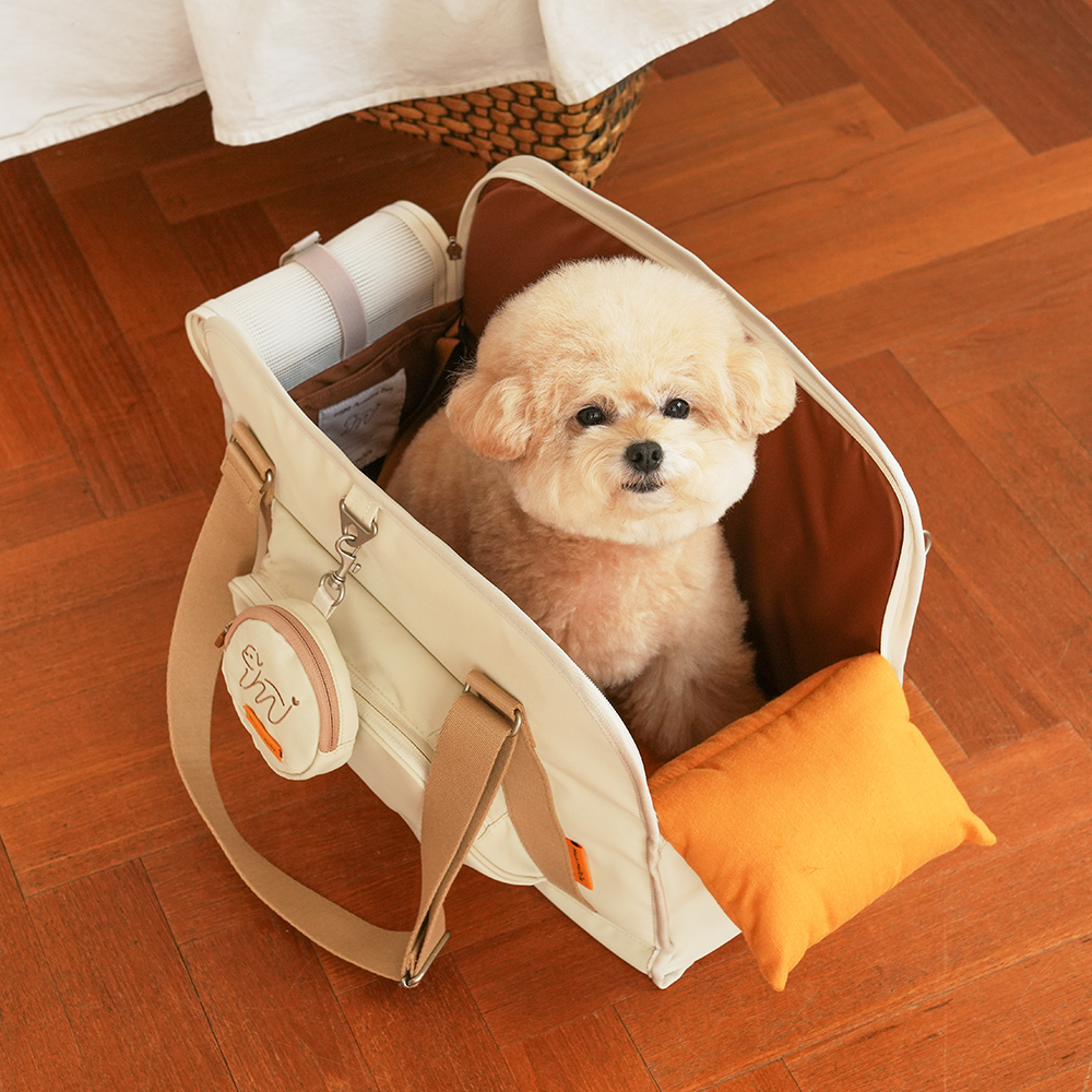 몽모아티 반려동물 이동가방 어썸백 베이지 반려견 카시트 애견 소프트켄넬 이동장