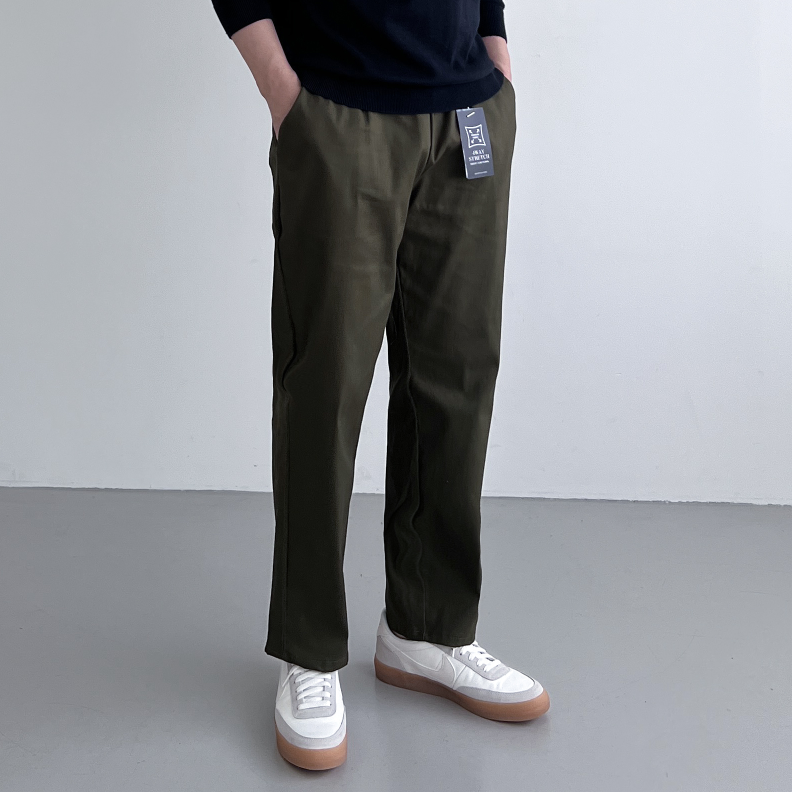 테이퍼드핏 남자밴딩팬츠 치노팬츠 면바지 기지바지 슬랙스 - 상세 이미지 5