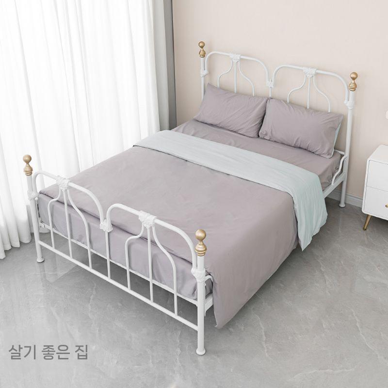 엔틱 철제 프레임 핑크 침대프레임 고시원 베드 조립 간이 - 상세 이미지 2