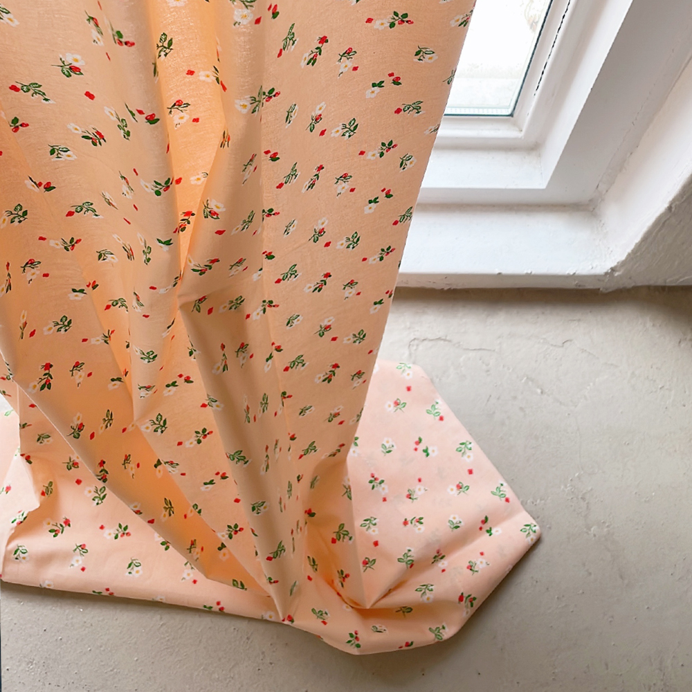 살구꽃무늬 프린트 커튼 아이방 맞춤제작 커튼