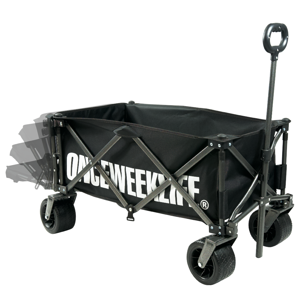 원스위크라이프 캠핑 접이식 폴딩 카트 왜건 뒷문 개방 오픈형 웨건 수레 블랙