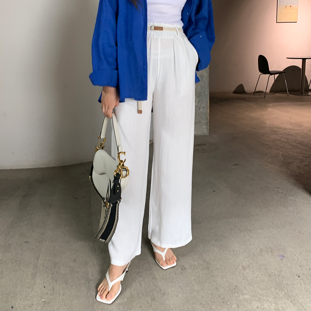 루마이 린넨 와이드 팬츠 벨트 세트 - 상품 이미지