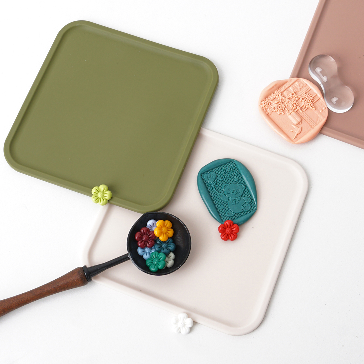 실링왁스 실리콘 패드 받침대 스탬프 왁스씰 제작 - 네모