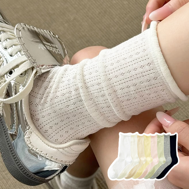하모니 시스루 펀칭 여름 돌돌이 무압박 플라워 데일리 양말