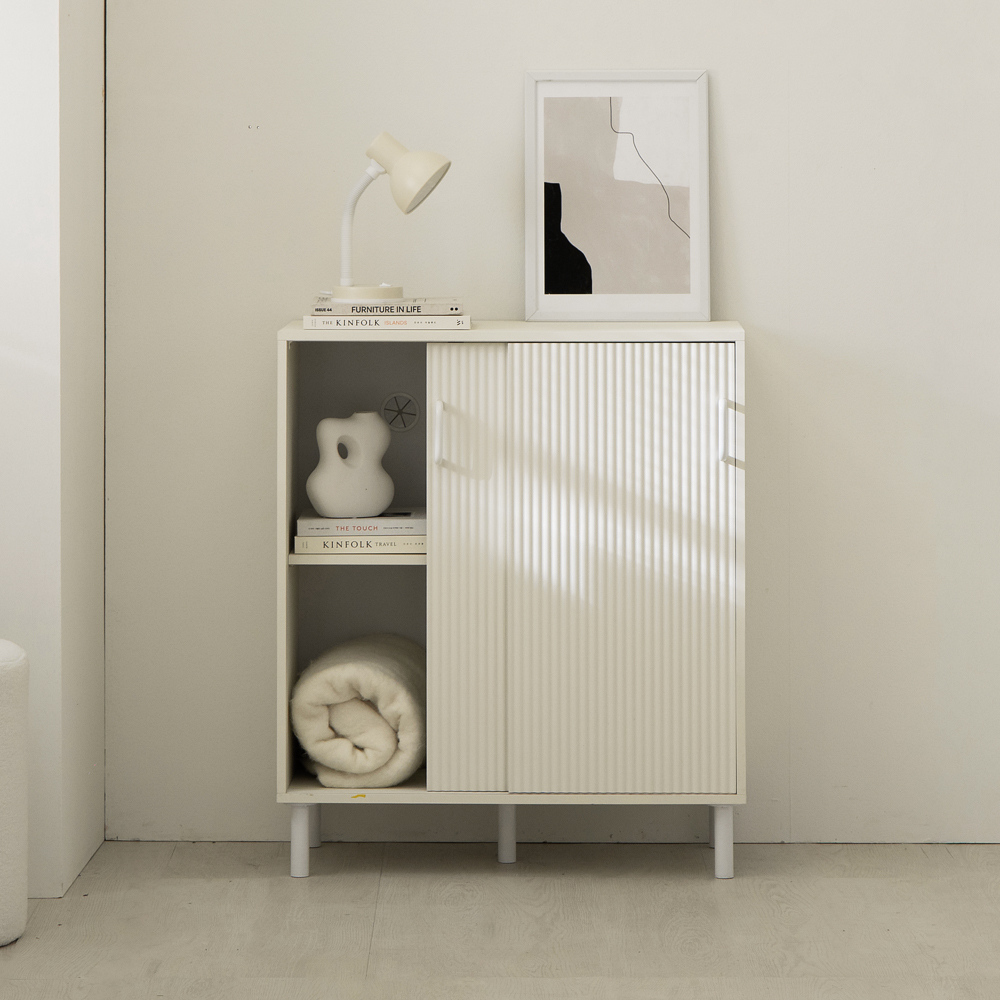 라자가구 미아 E0 템바보드 슬라이딩 거실 베란다 다용도 미닫이 수납장 800, 3단, 아이보리