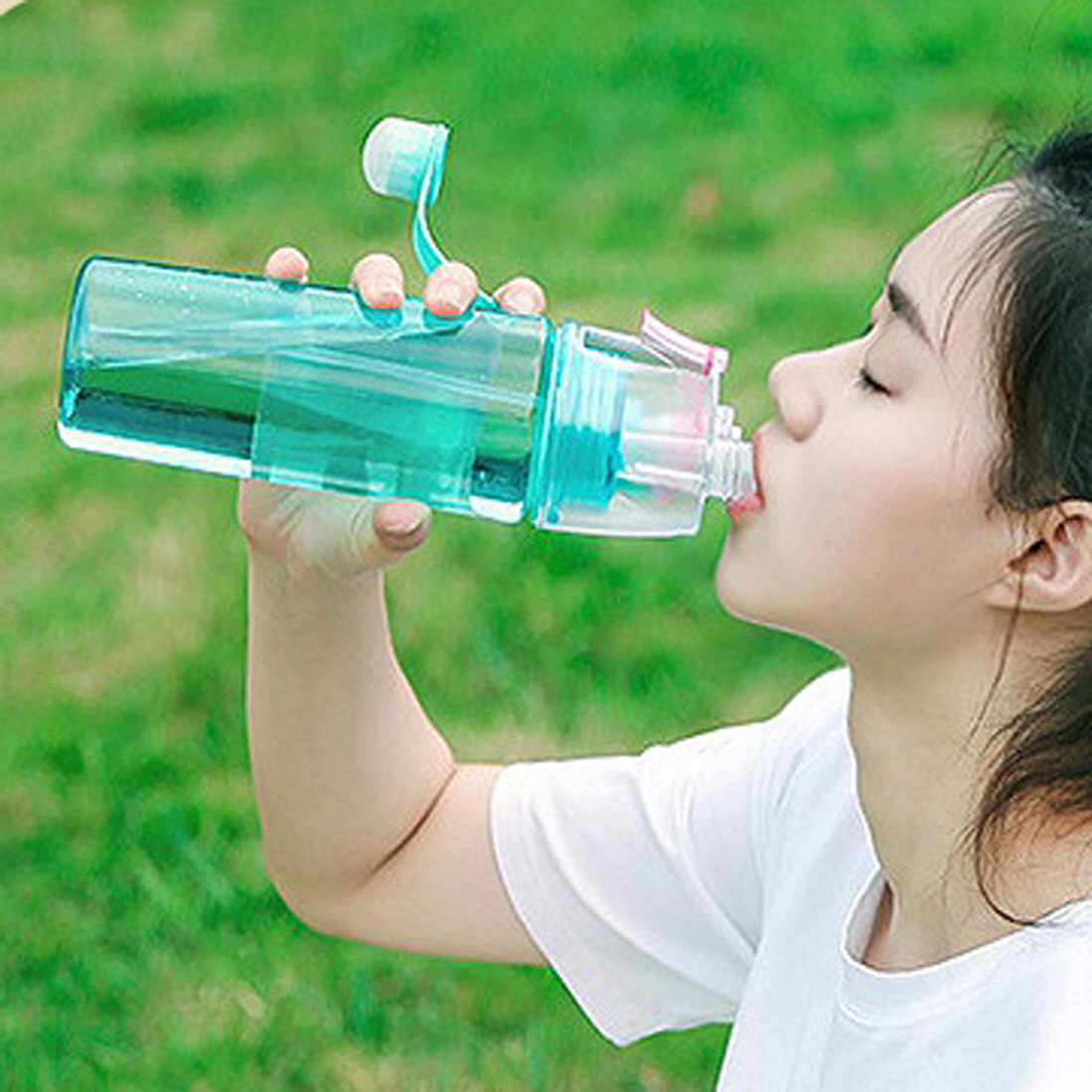 러닝물통 2way 미스트 헬스 런닝 운동 눈금 물병 백패킹물통 초등학생 보틀 600ml - 상세 이미지 4
