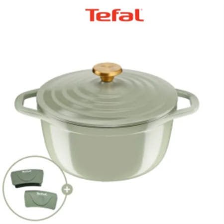 테팔 인덕션 세라믹 에어 주물냄비 페어그린 24cm(+냄비손잡이)