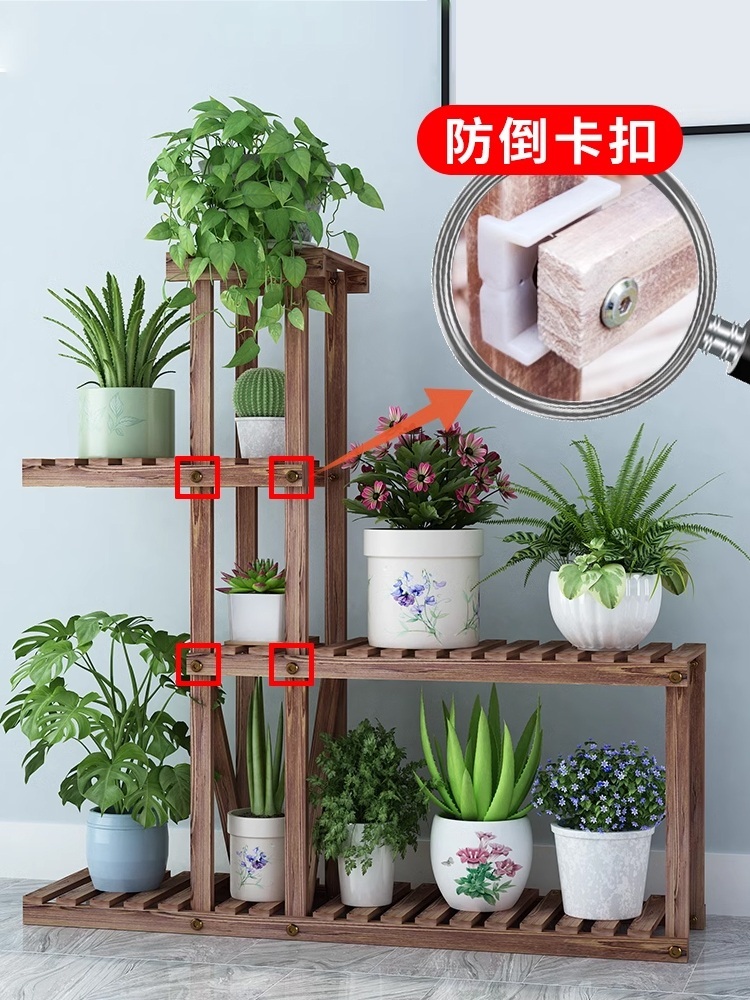 수족관받침대 나무 화분 2자 어항 2단 정리대 캐비닛 탄화색-A0모델+깊이19cm - 상세 이미지 4