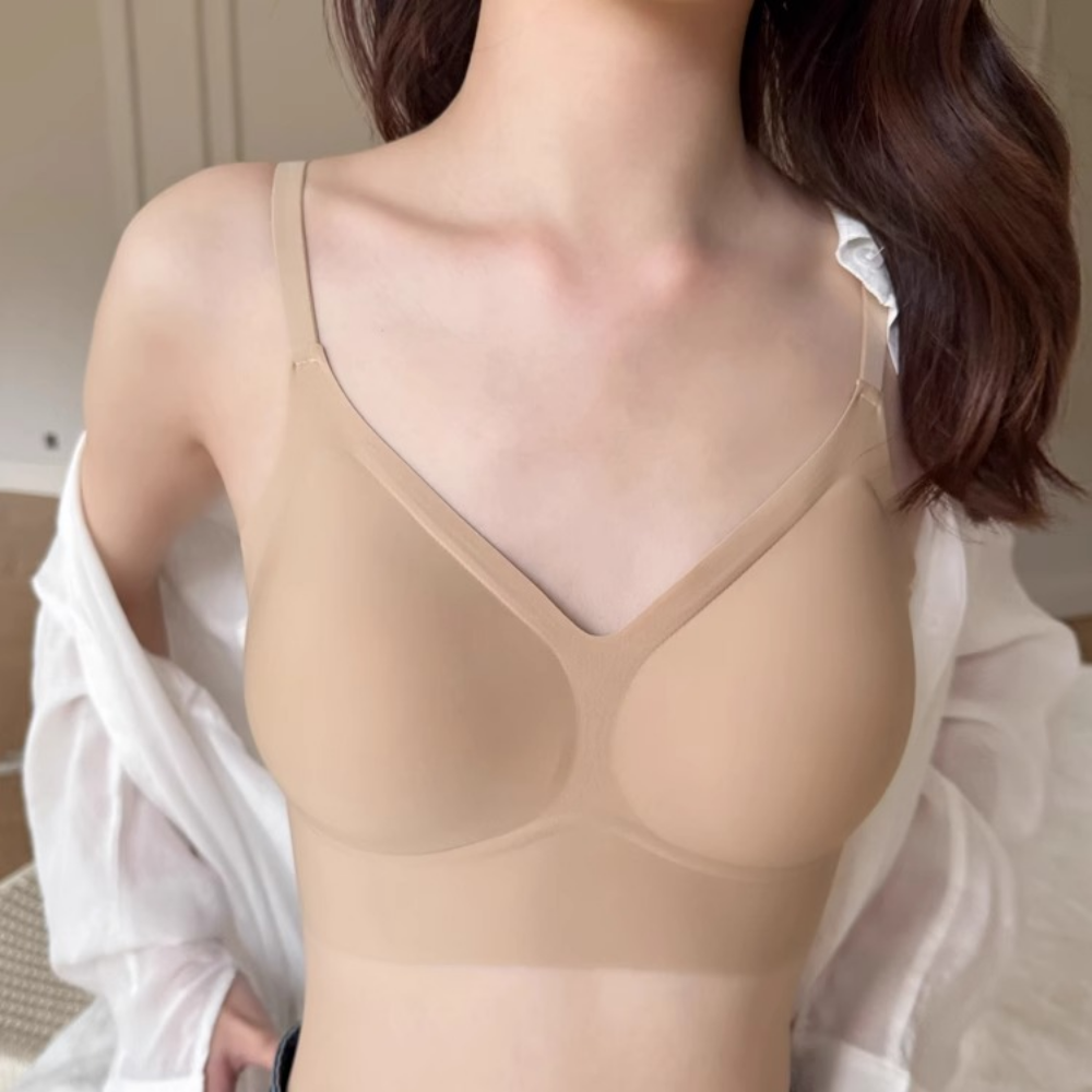 패드일체형브라렛 심리스 무봉제 젤리 스킨 살색 수면 파운데이션 등살커버 부유방 브라탑 - 메인 이미지