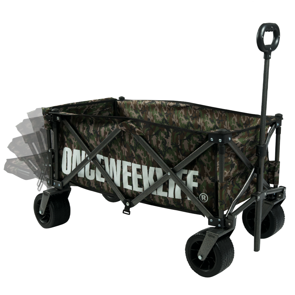 원스위크라이프 캠핑 접이식 폴딩 카트 왜건 뒷문 개방 오픈형 웨건 수레 카모