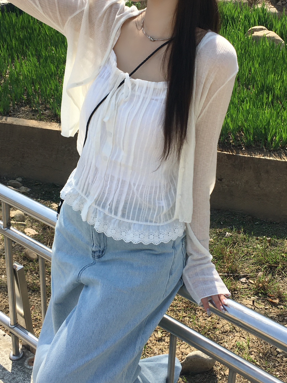 [햇빛가림용🌞💛] 클로버 썸머 후들 시스루 가디건 (6color) 상세 이미지 6
