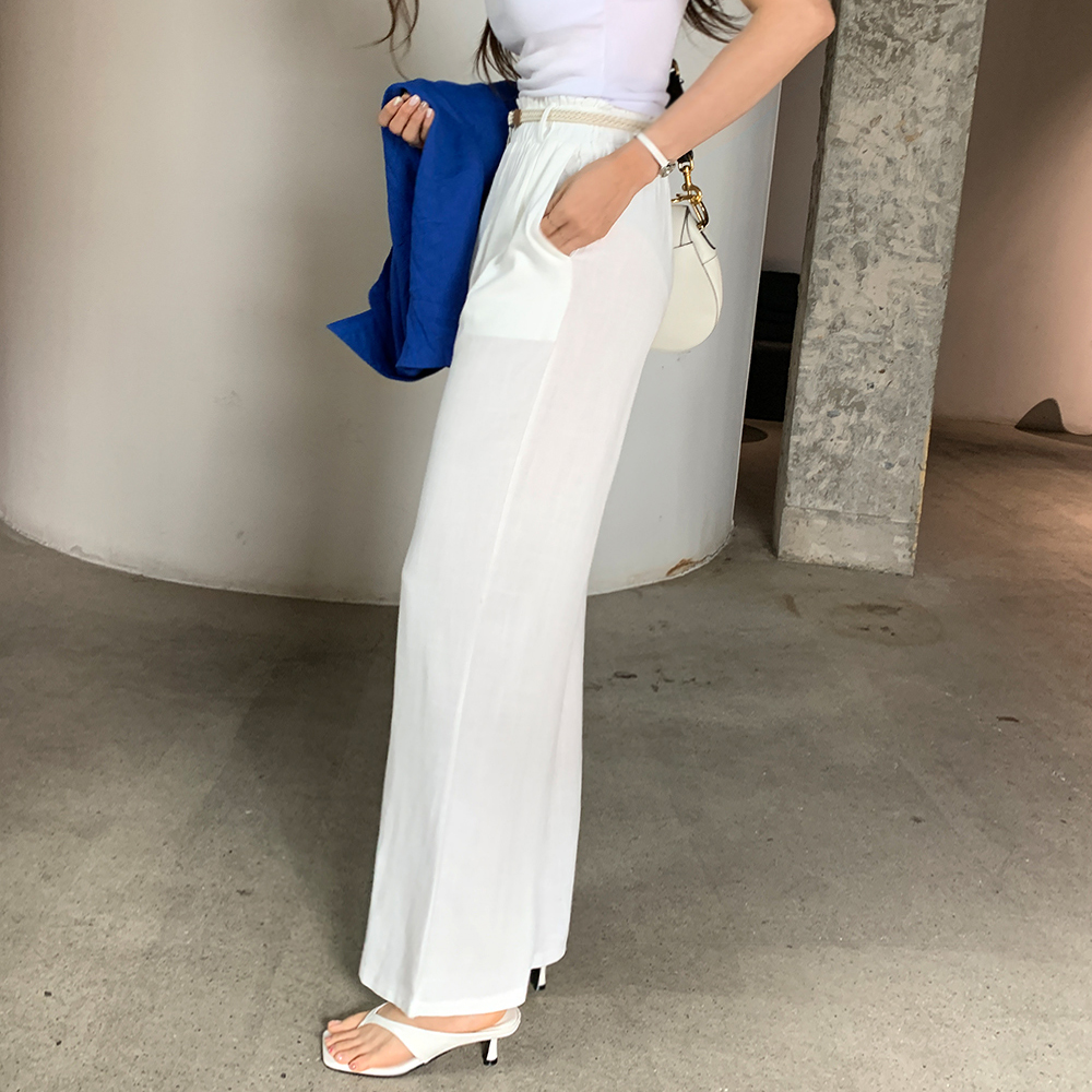 루마이 린넨 와이드 팬츠 벨트 세트 - 상세 이미지 3